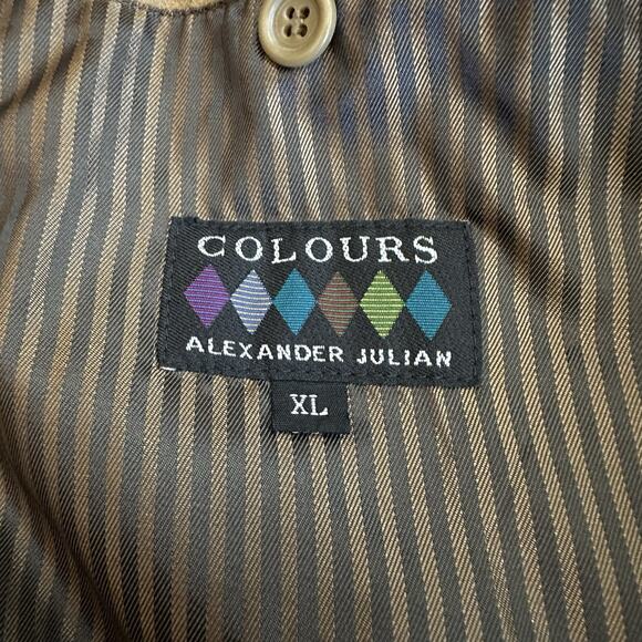 VTG Colours by Alexander Julian Mens Jacket XL Tan Faux Suede Lightweight Preppy - Picture 4 of 11